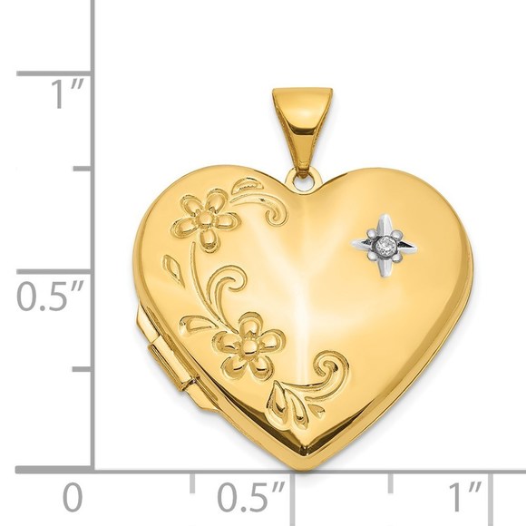 14k Diamond Floral Family Heart Locket - Picture 2 of 4